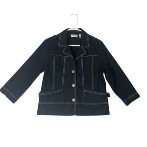 Chicos M light weight jacket 3/4 sleeve classic black work career professional